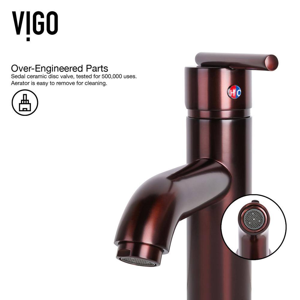 VIGO Glass Round Vessel Bathroom Sink in Wooden Brown with Seville Faucet and Pop-Up Drain in Oil Rubbed Bronze VGT172