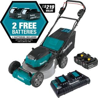 Makita 21 in. 18V X2 (36V) LXT Walk Behind Push Lawn Mower Kit with 4 Batteries (5.0 Ah) with bonus 18V X2 (36V) LXT Blower XML07PT1-XBU02Z