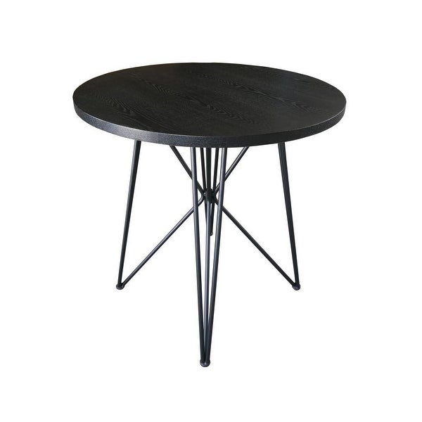 45-inch Round Wood Dining Table with Metal Legs in Black and Gunmetal