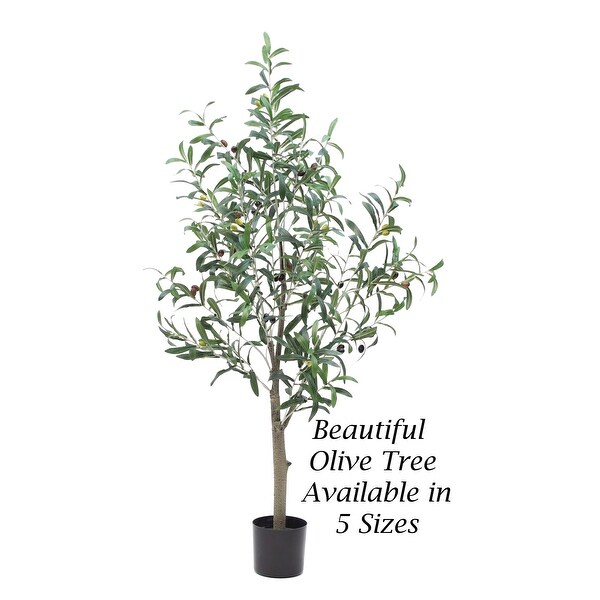 The Mod Greenhouse Faux Green Olive Tree in a Black Matte Planter Pot