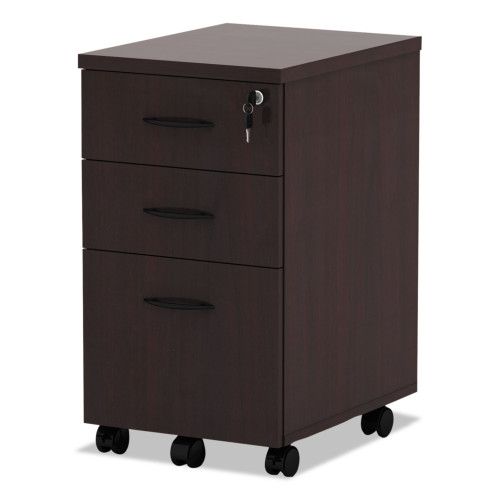 Alera Valencia Series Mobile Pedestal File， Left/Right， 3-Drawers: Box/Box/File， Legal/Letter， Mahogany， 15.88 x 20.5 x 28.38 (VA572816MY)