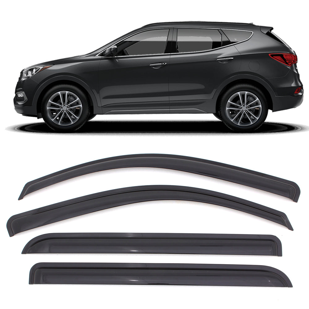 Ikon Motorsports Window Visor Compatible with 13-18 Hyundai Santa Fe DM Acrylic Vent Windshield Deflector Rain Guard 4Pc Set Outside Mount 2013 2014 2015 2016 2017 2018