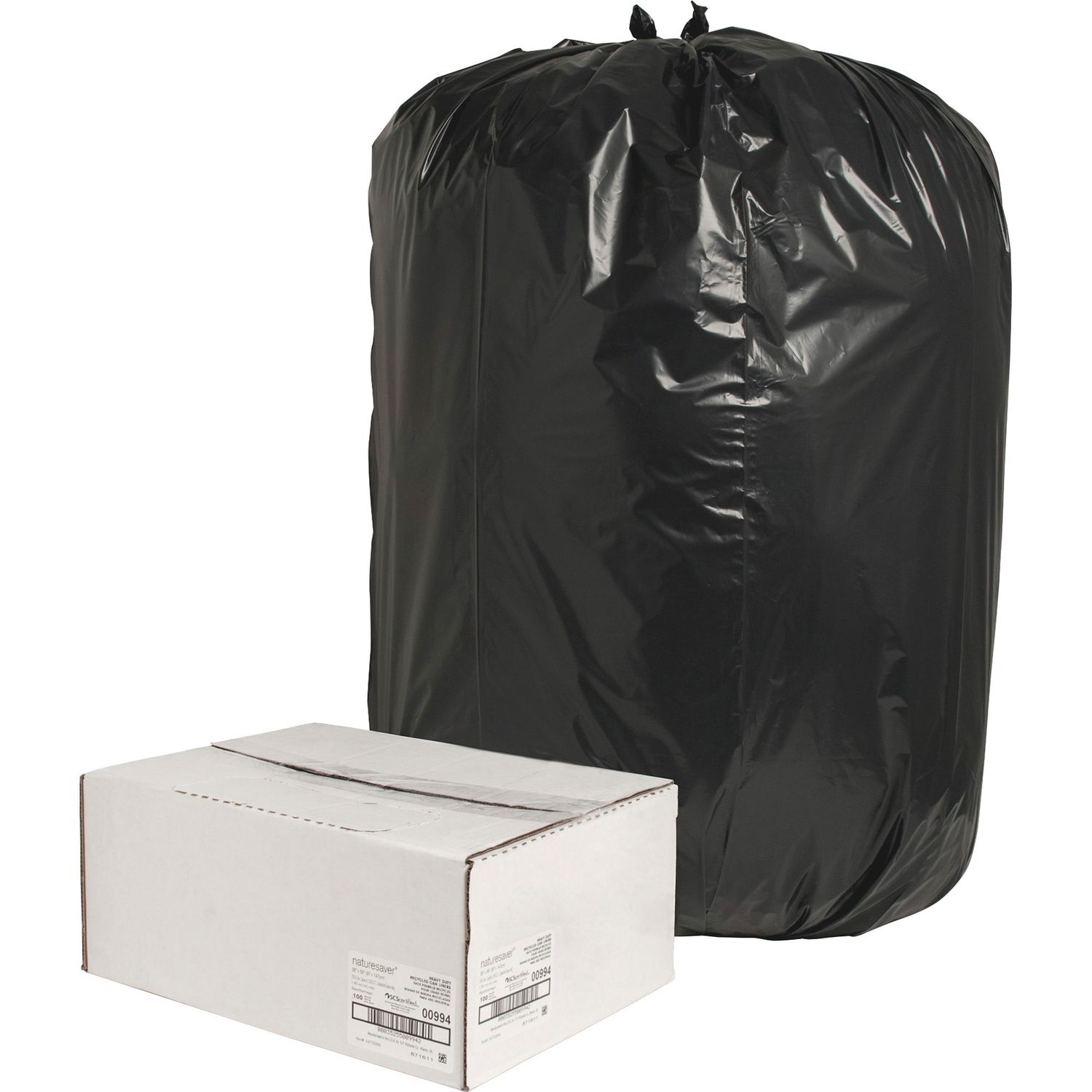 Black Low-density Recycled Can Liners by Nature Saver NAT00994