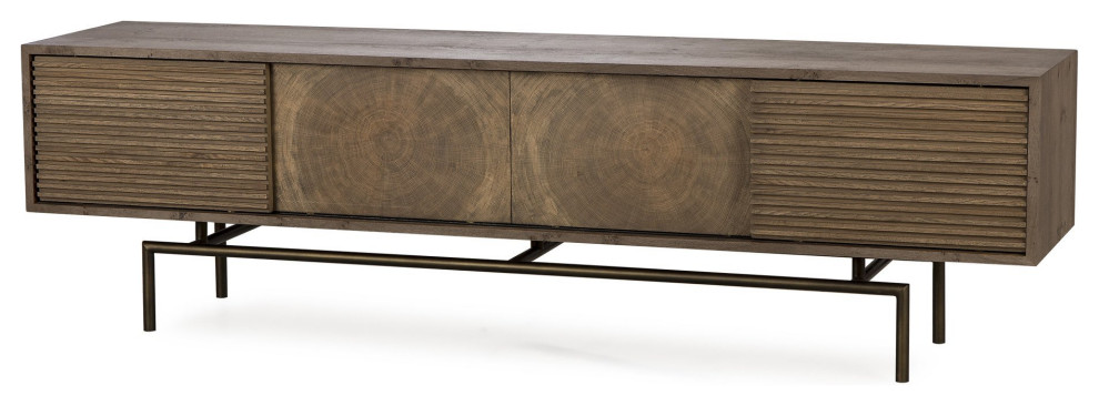 Mannie Media Console Table   Industrial   Entertainment Centers And Tv Stands   by Peachtree Fine Furniture  Houzz