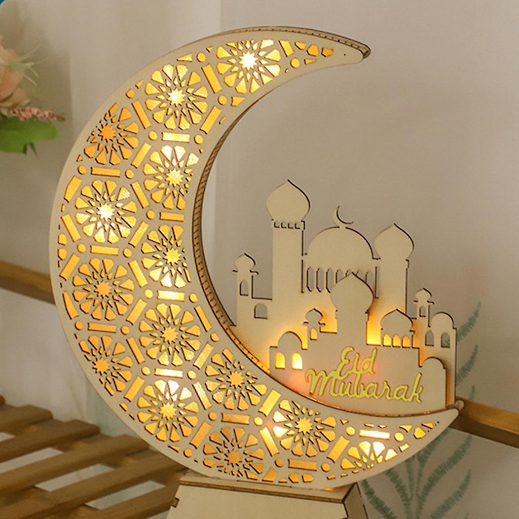 Wood Eid Mubarak Led Light Decorative Birthday Holiday Party Decoration