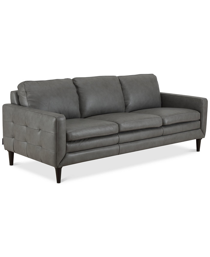 Furniture CLOSEOUT! Locasta 84 Tufted Leather Sofa