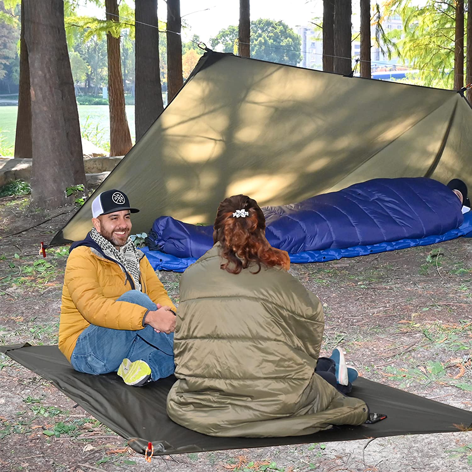 onewind Ultralight Silnylon Camping Shelter Ground Mat Tent Footprint OD Green, 98"x 55"