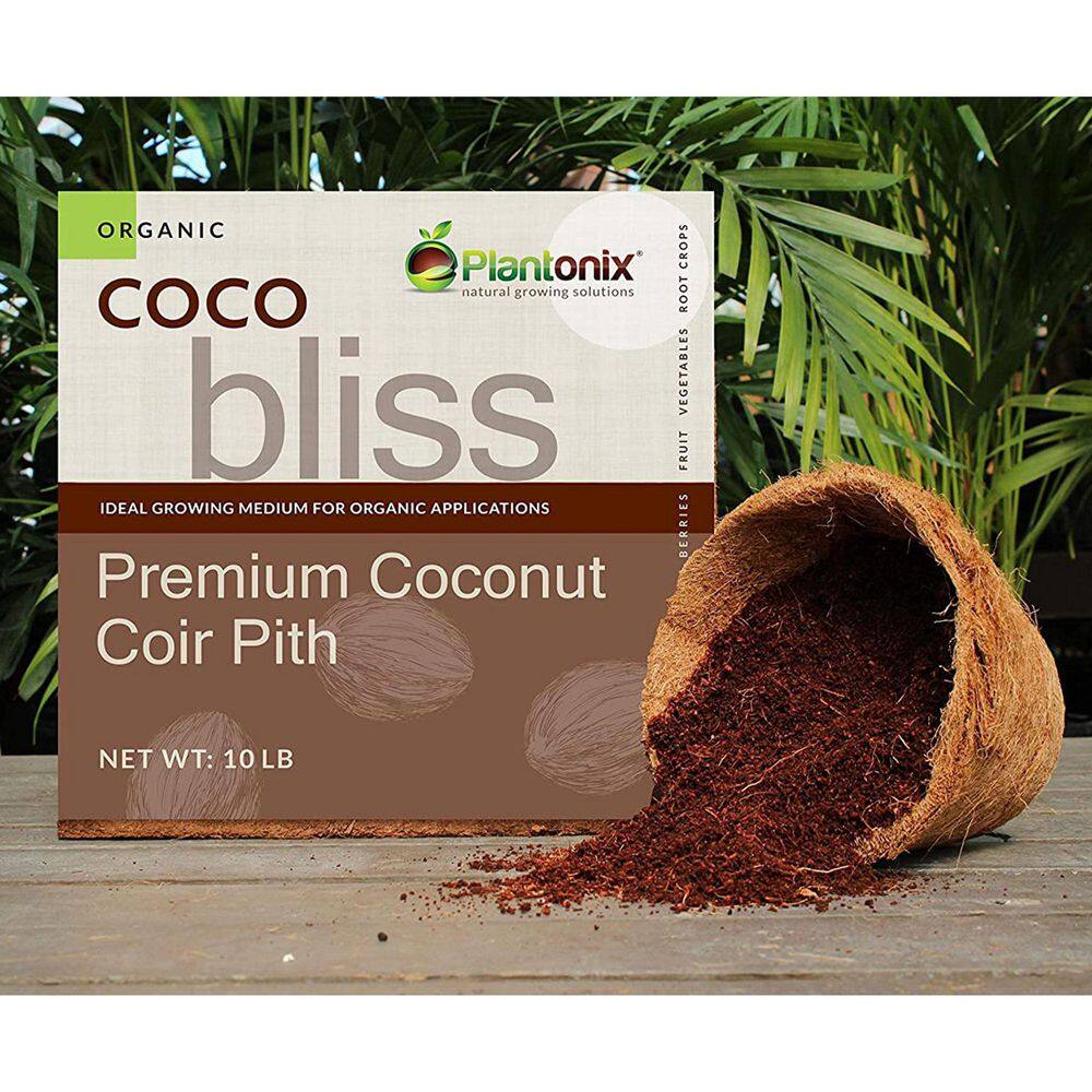 Plantonix Coco Bliss Premium Organic Coconut Coir Pith 10 lbs. Bricks (4-Pack) B087DNZK26