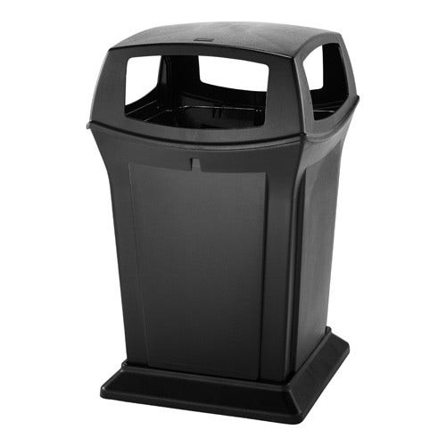 Rubbermaid FG917388BLA Ranger 45-Gallon Trash Can with 4 Openings， Black