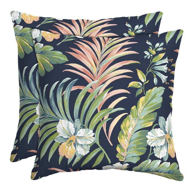 Arden Outdoor Square Throw Pillow Simone Blue Tropical