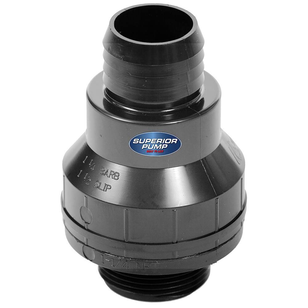 Superior Pump 99507 1-14 in. MPT x 1-14 in. Barb or 1-12 in. Slip ABS Check Valve 99507SC125B