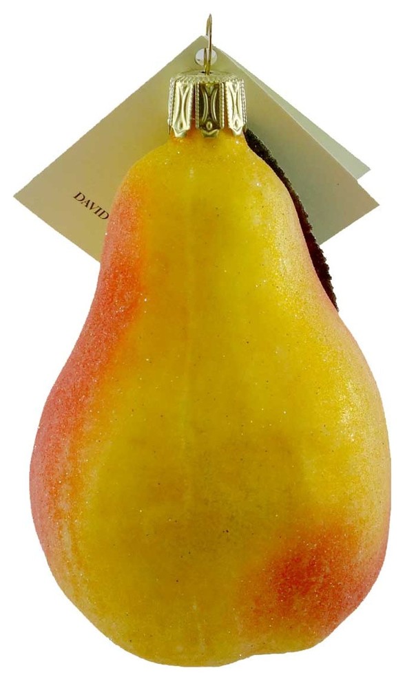 David Strand Designs PEAR Blown Glass Fruit Christmas DSD0807001   Farmhouse   Christmas Ornaments   by Story Book Kids Inc  Houzz