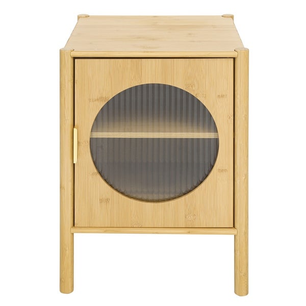 1 Door Nightstand Bamboo End Table for Bedroom Living Room