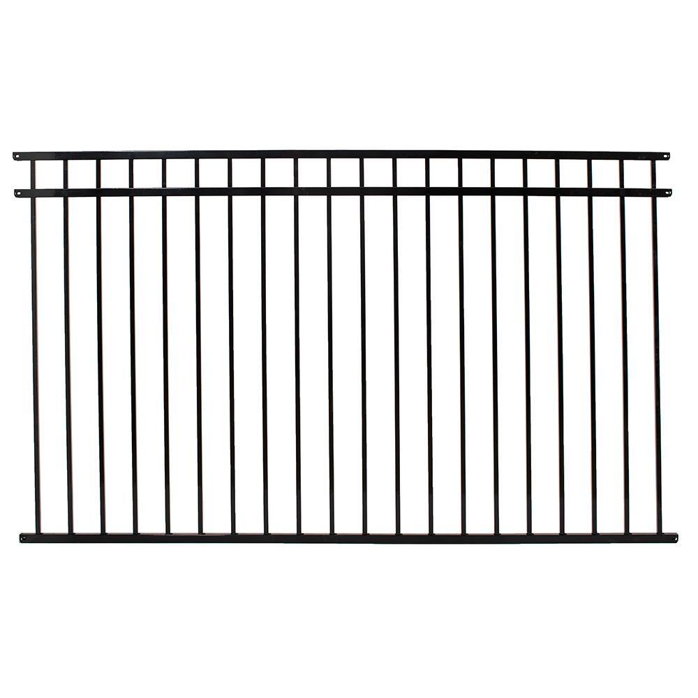 FORTRESS Versai 4.5 ft. H x 7.5 ft. W Gloss Black Steel Flat Top and Bottom Design Fence Panel for Pool Application 713549044