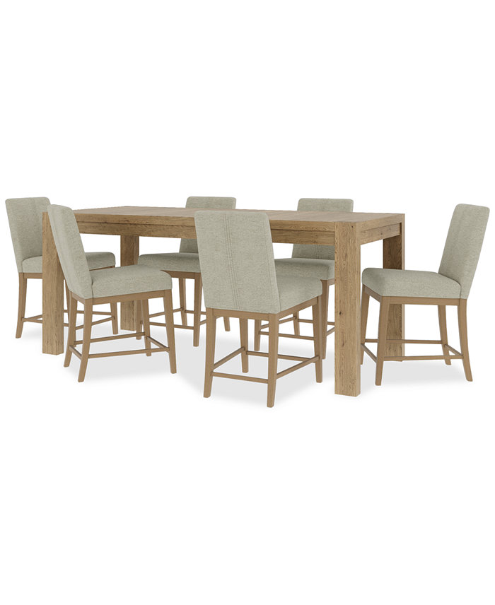 Furniture Davie Gathering Dining 7pc Set (Rectangular Table + 6 Counter Height Chair)