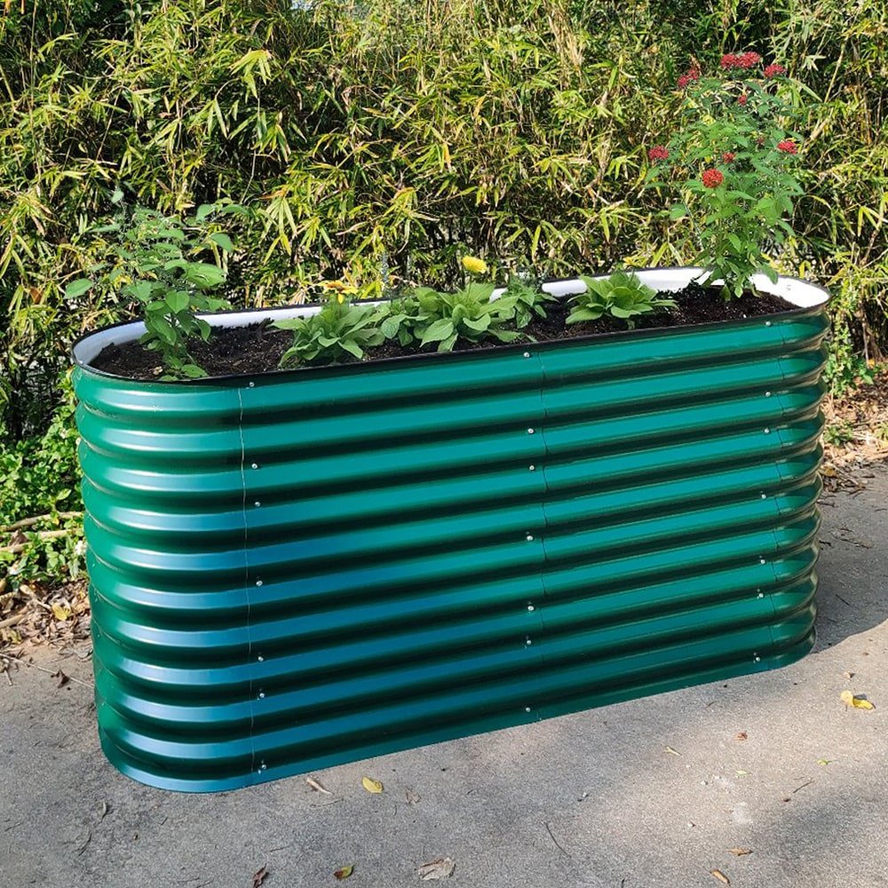 VEGEGA 32" Tall 5'x2' Modular Corrugated Metal Raised Garden Bed Kit - Dark Green (4 in 1)