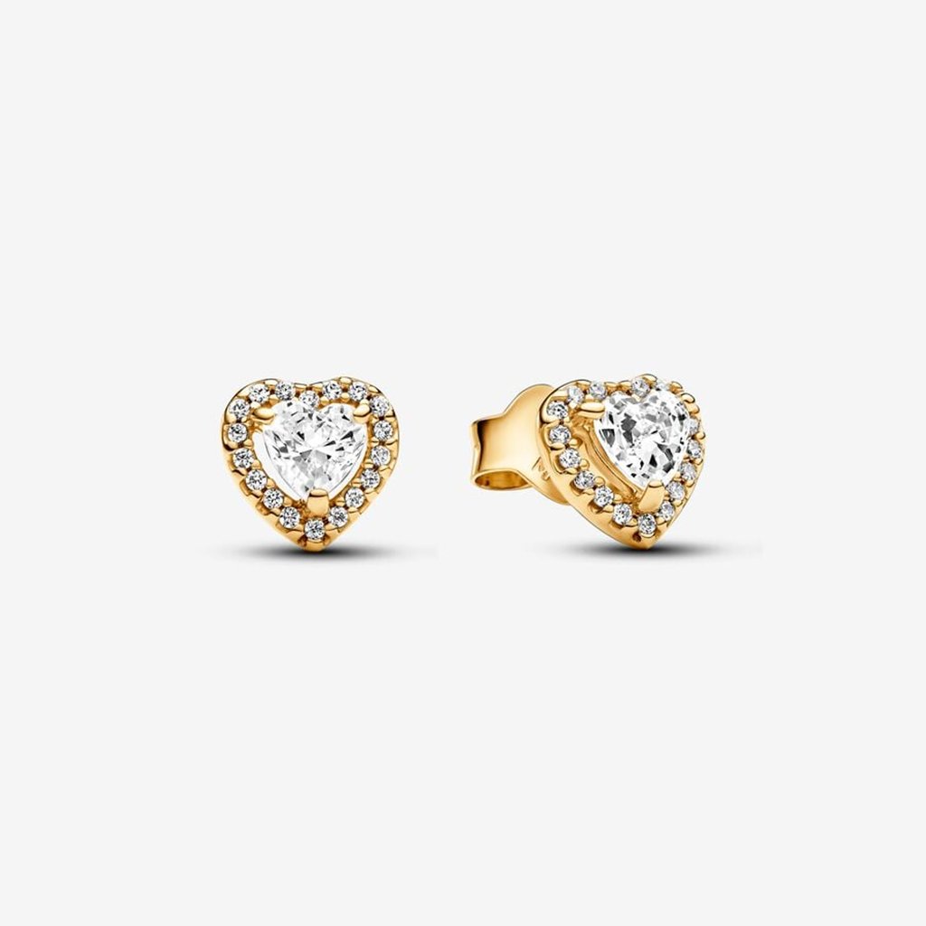 PANDORA  Sparkling Elevated Heart Stud Earrings - Gold