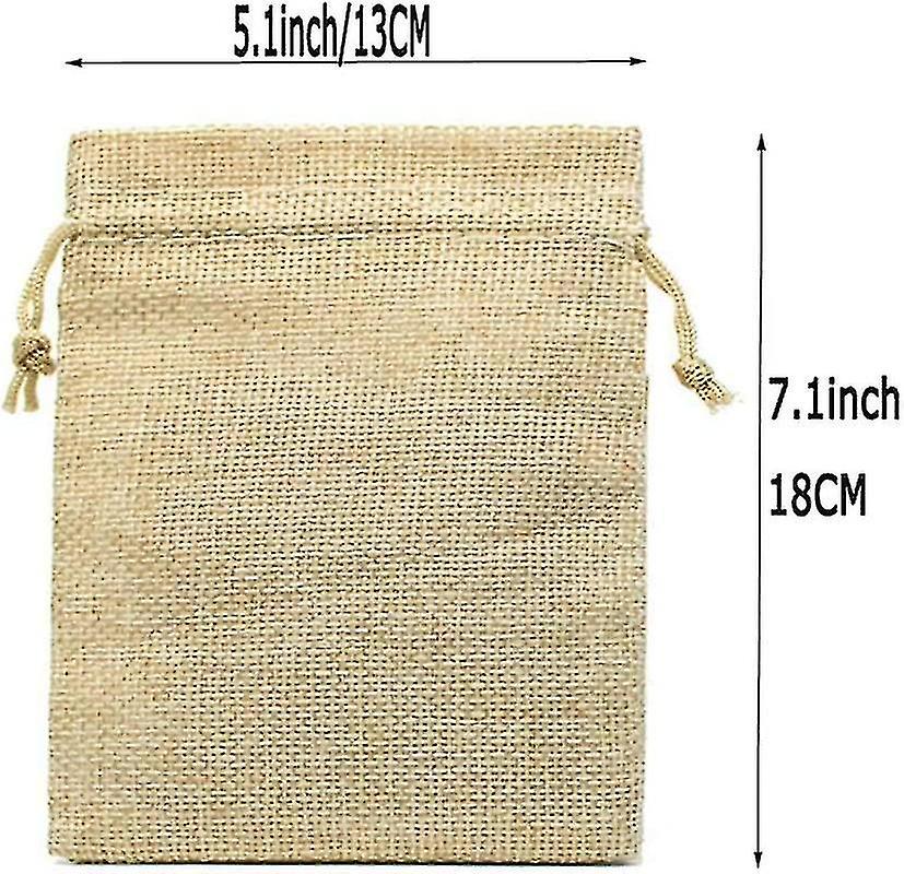 20pcs Heilwiy 5.1inx7.1in Brown Linen Burlap Bag， Mini Lightweight Gift Bags Breathable