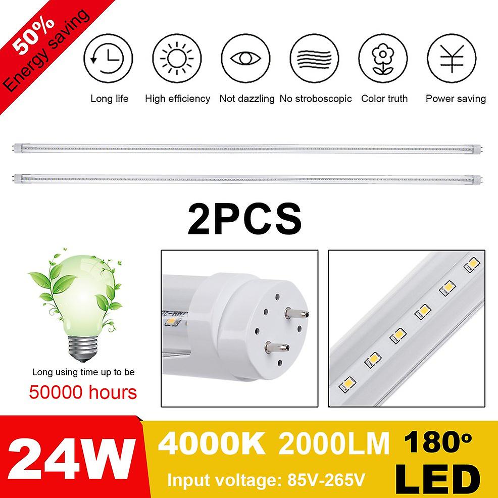 2 Pcs Energy Saving Daylight Lamp 1.5m T8 Fluorescent Led Tube Light 24w