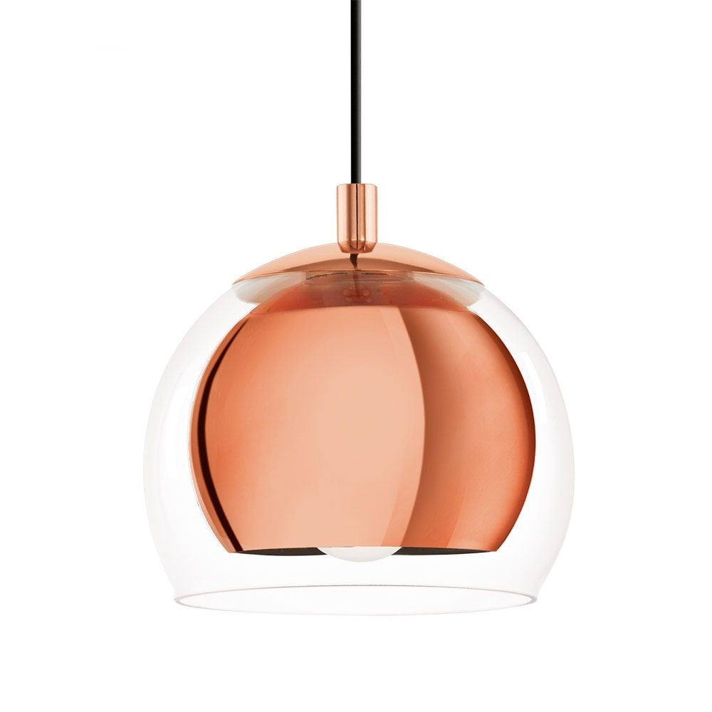 Eglo 94591 Rocamar Copper & Clear Glass Dome Shades Modern 3 Lamp Bar Pendant