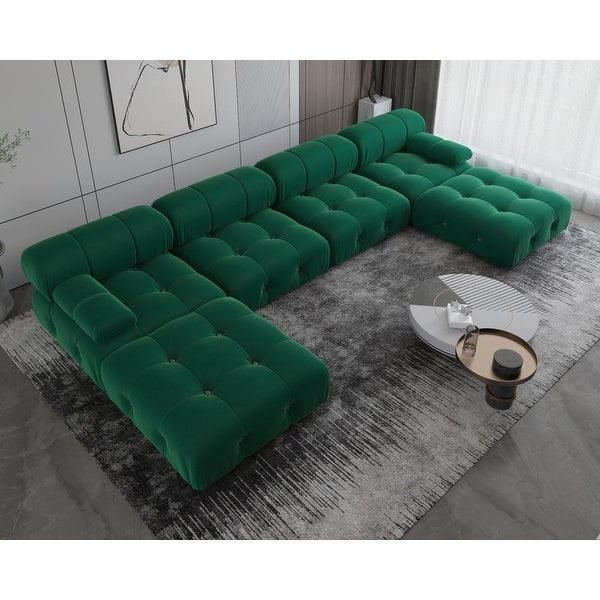 138'' Modern Velvet Upholstery U-shaped Sectional Sofa