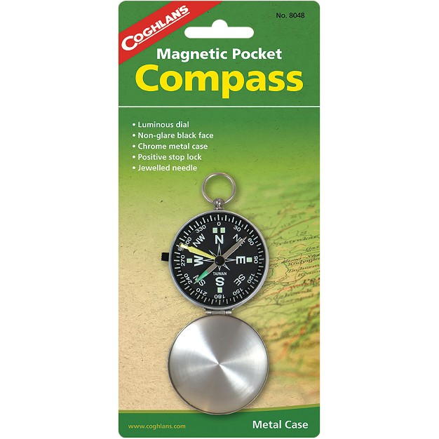 Coghlan x27 s Magnetic Pocket Compass With Metal Case Luminous Dial Pocket Size