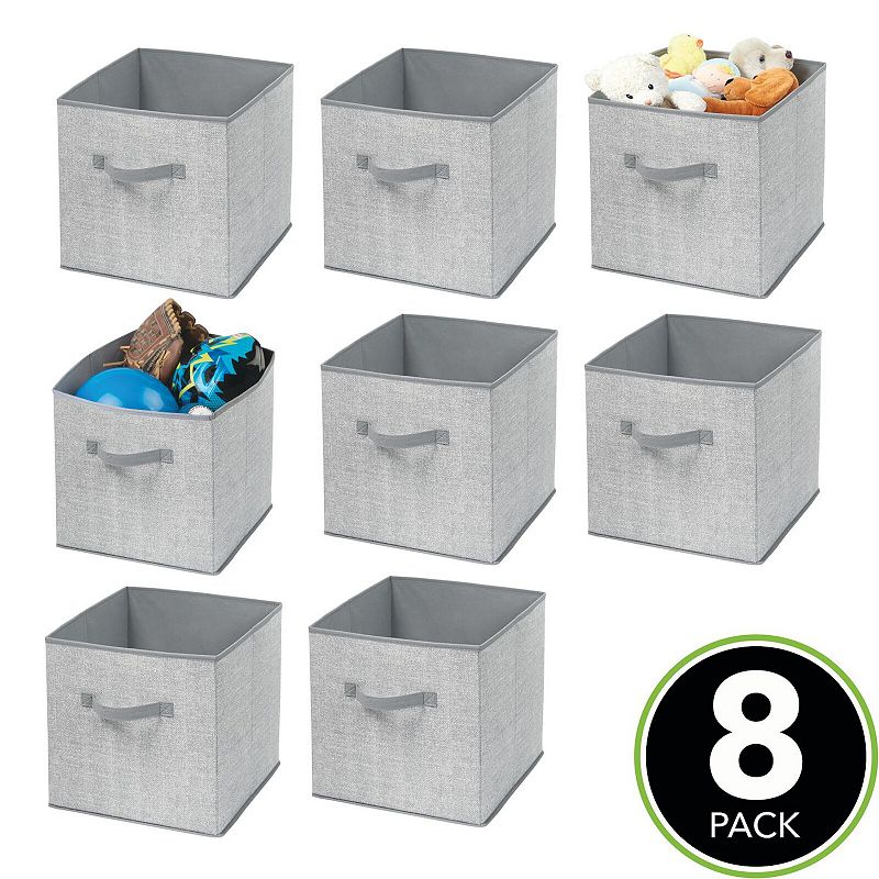 mDesign Soft Fabric Nursery Organizer Bin with Front Handle， 8 Pack