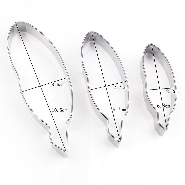 Stainless Steel Feather Shape Cutting Mold - 3pcs/set