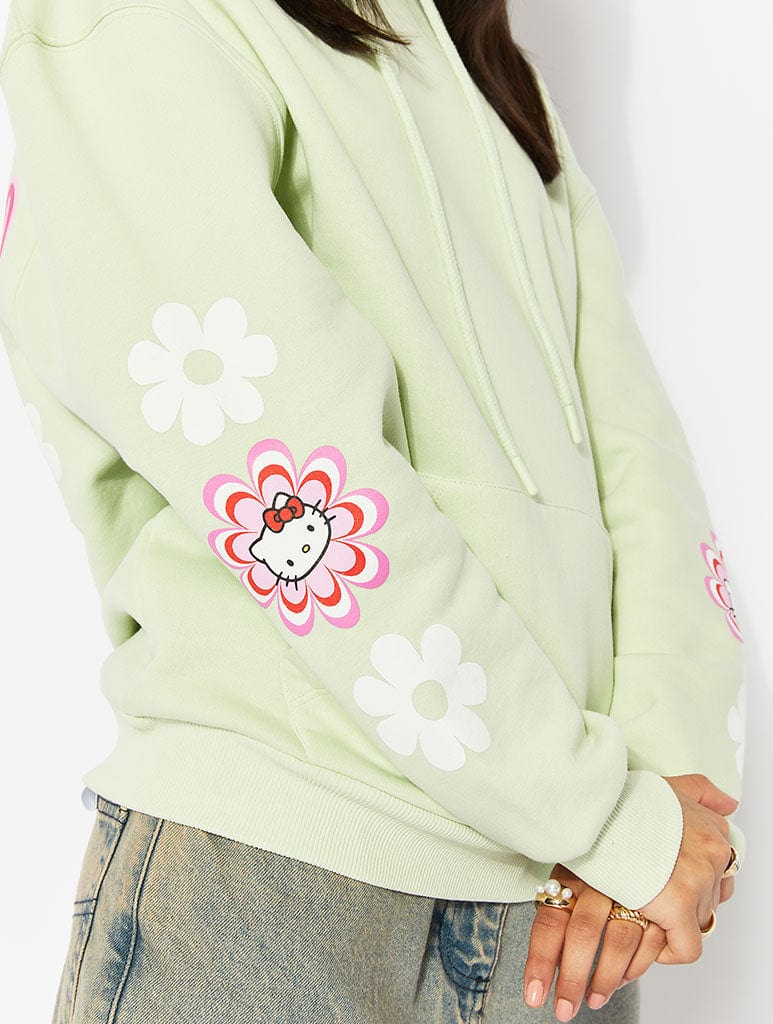 Hello Kitty x Skinnydip Warped Flower Green Hoodie