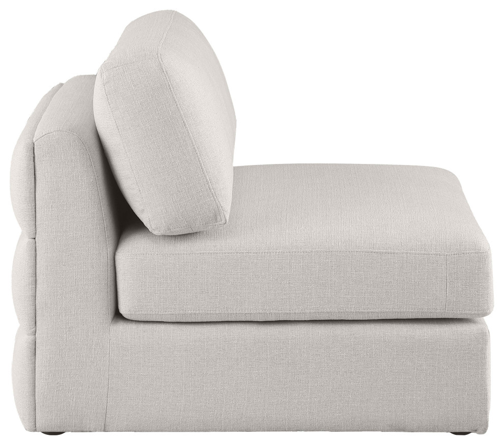 Beckham Beige Durable Linen Textured Fabric Armless   Transitional   Armchairs And Accent Chairs   by Meridian Furniture  Houzz