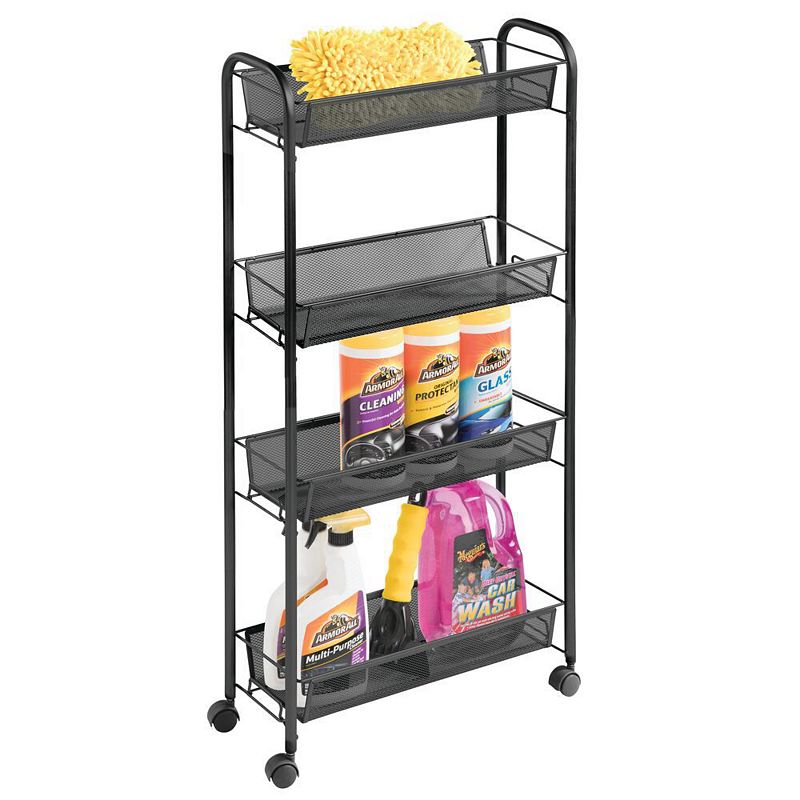 mDesign Portable Metal Rolling Laundry Cart