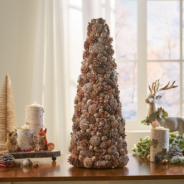 Christopher Knight Home Darcy PreDecorated Pine Cone and Glitter Artificial Tabletop Christmas Tree