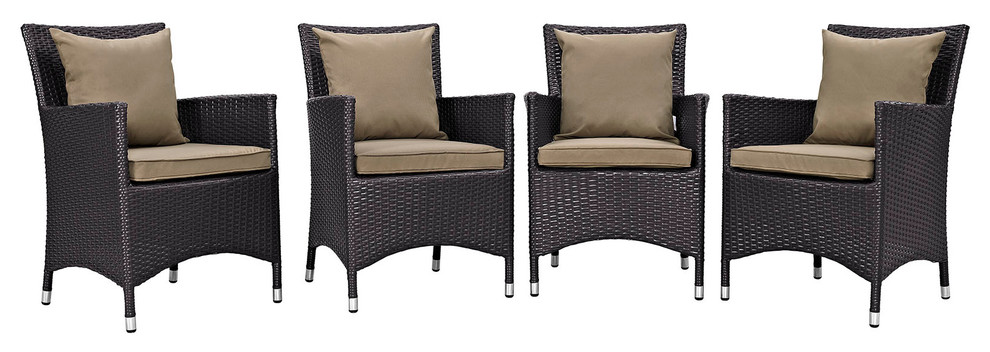 Convene 4 Piece Outdoor Patio Dining Set  Espresso Mocha   Tropical   Outdoor Dining Chairs   by PARMA HOME  Houzz