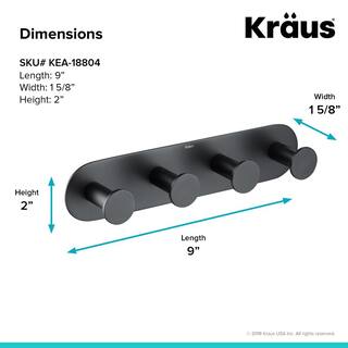 KRAUS Elie Bathroom Robe and Towel Hook Rack with 4-Hooks in Matte Black KEA-18804MB