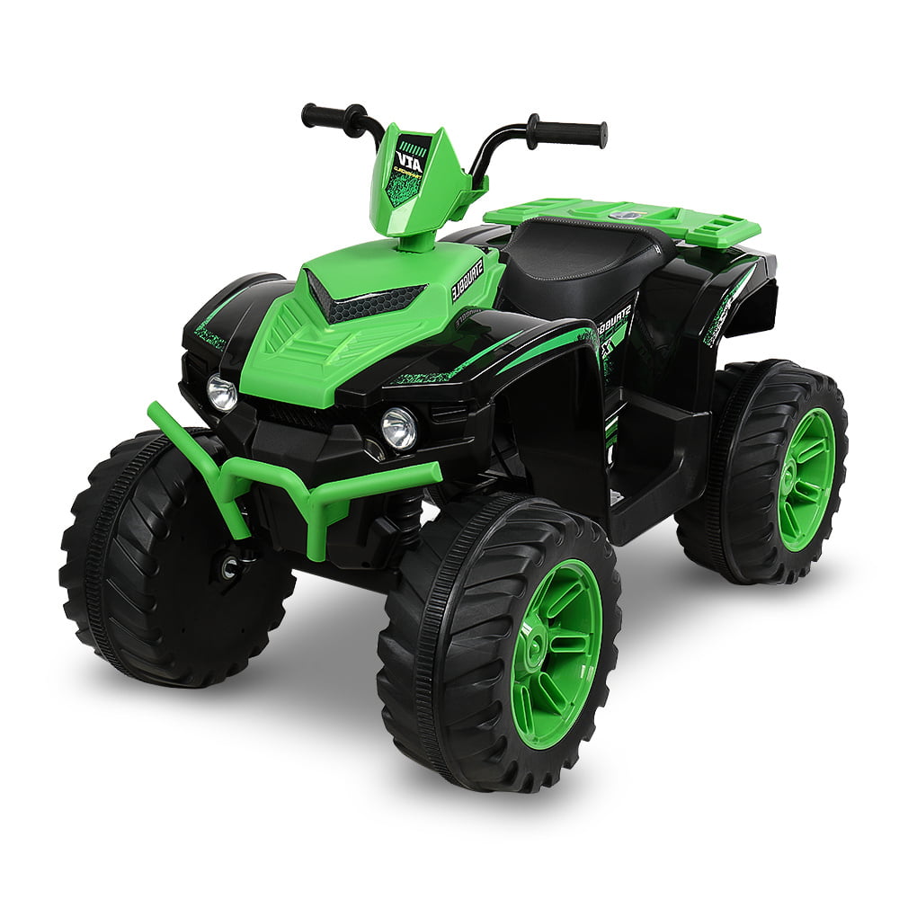 12V Battery-Powered Ride-On for Kids Electric 4-Wheeler Quad ATV Ride On Toy w/ Music Horn LED Lights 2 Speeds for Boys Girls Ages 3-7, Green