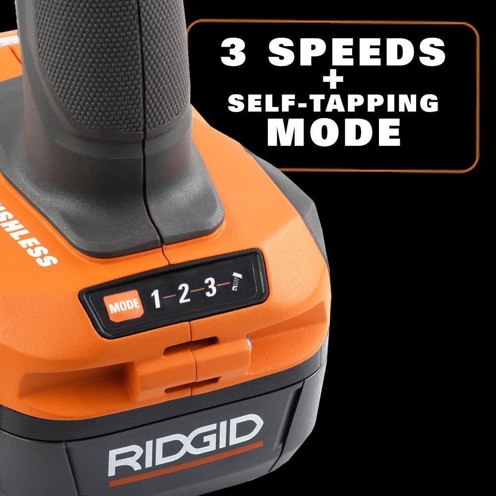 RIDGID 18V SubCompact Brushless 2-Tool Combo Kit with DrillDriver Impact Driver (2) 2.0 Ah Batteries Charger and Tool Bag R97801