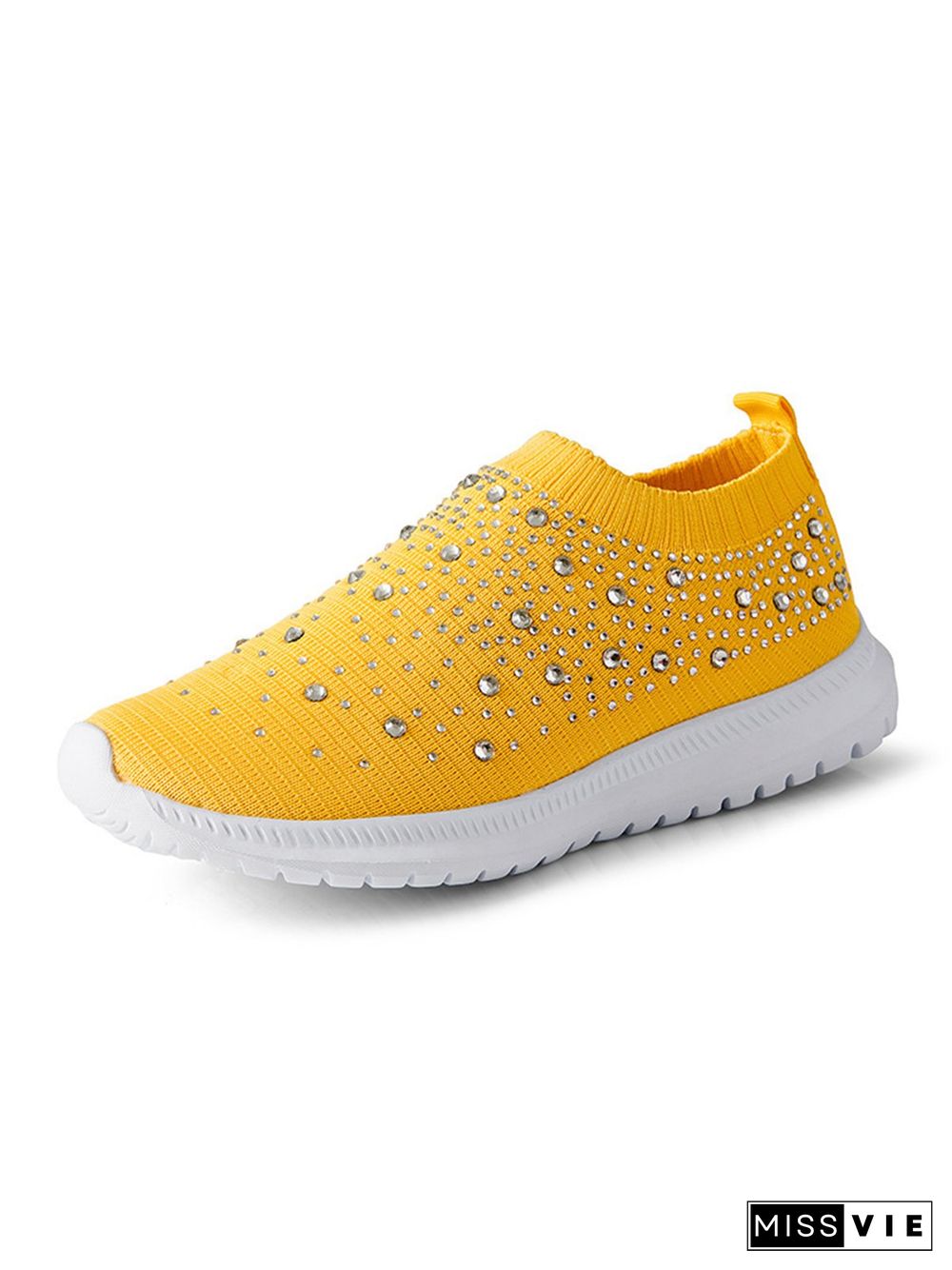 Rhinestone Design Portable Overfoot Lightweight Flyknit Sneakers