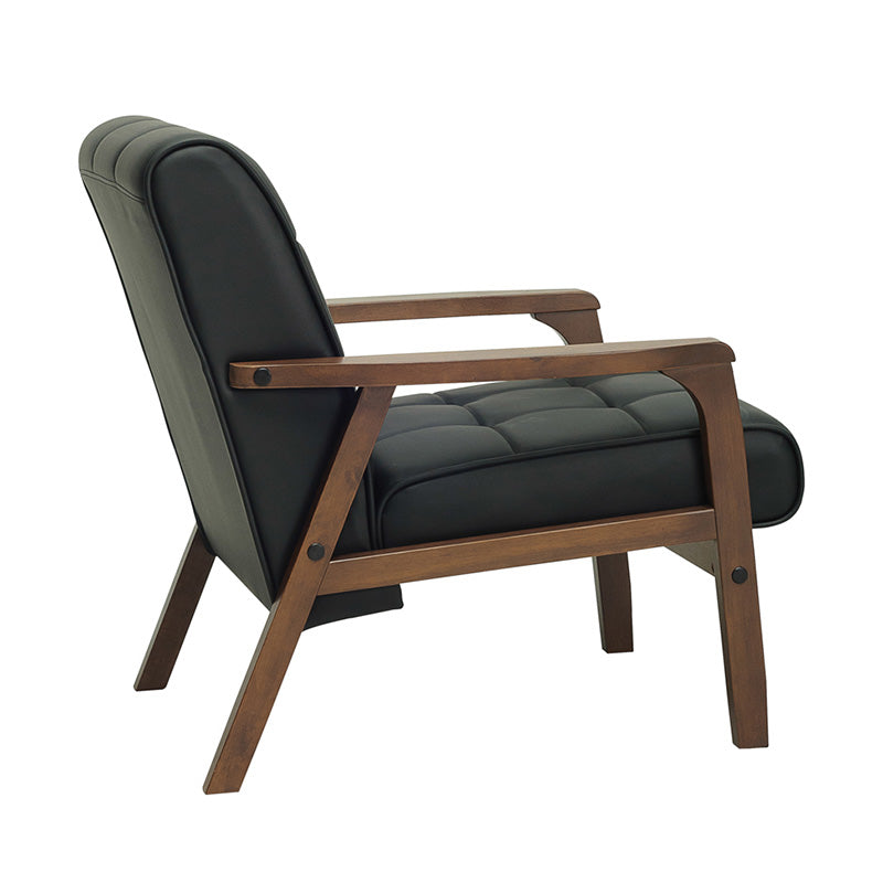 TUCSON Lounge Chair - Walnut & Black PU Leather