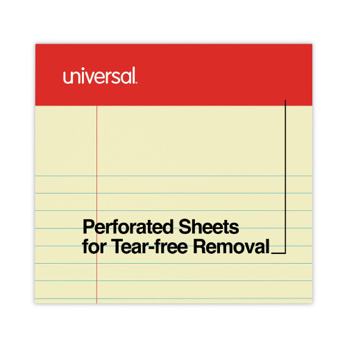 Universal Perforated Ruled Writing Pads， Narrow Rule， 5 x 8， Canary， 50 Sheets， Dozen (46200)