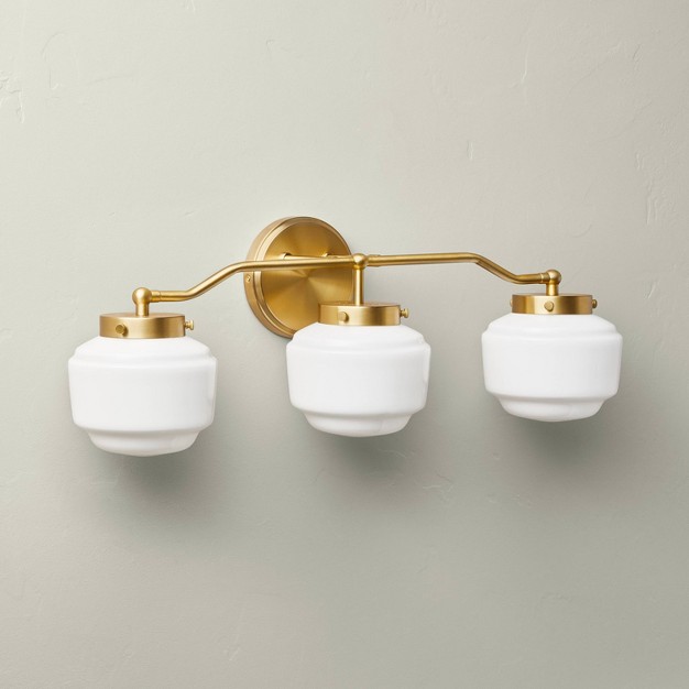 Milk Glass 3 bulb Vanity Wall Sconce With Magnolia