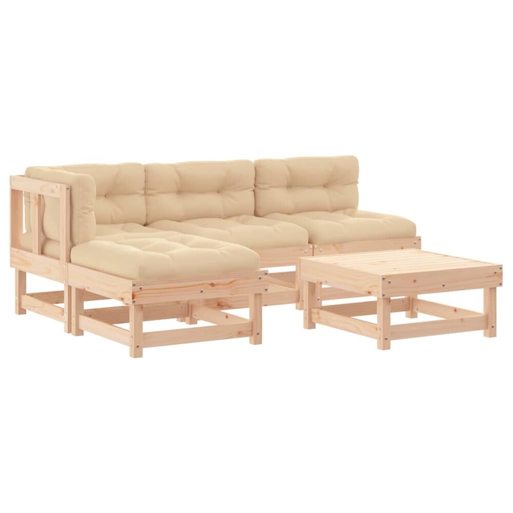 vidaXL 5 Piece Patio Lounge Set with Cushions Solid Wood   24\