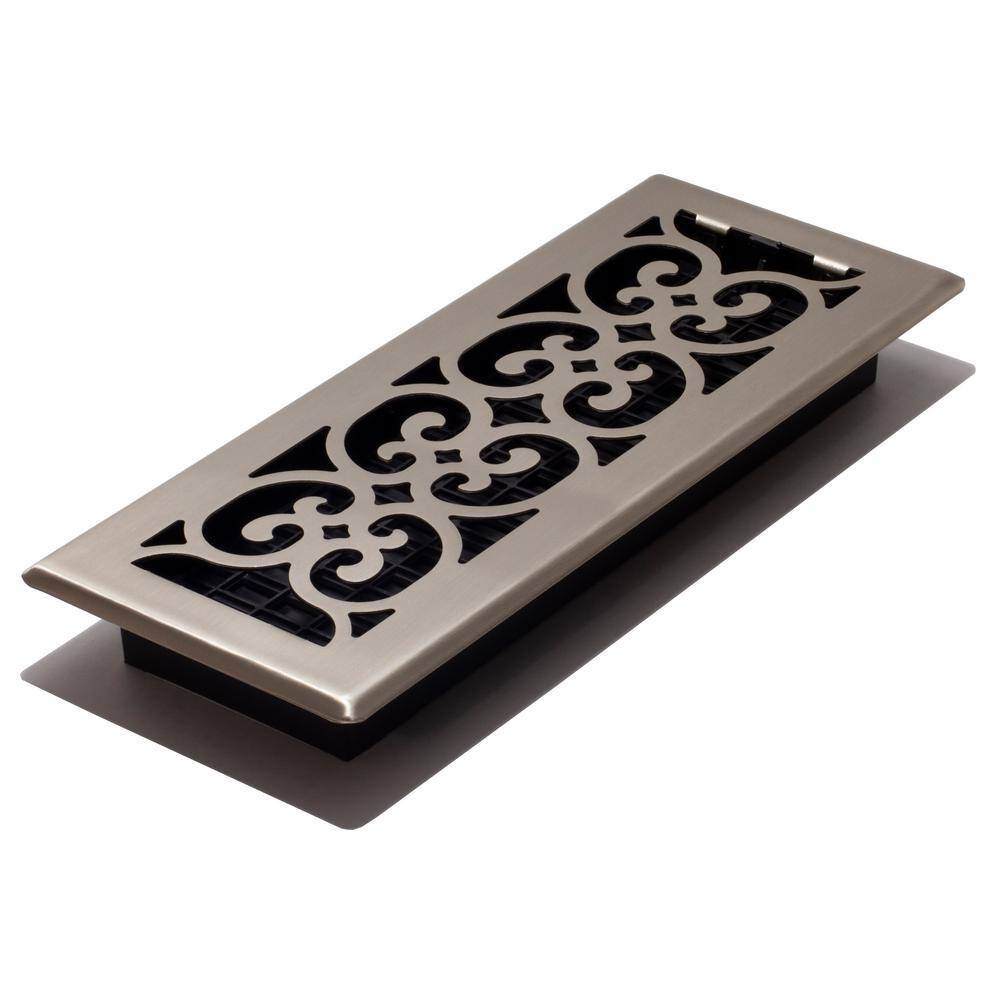 Decor Grates 4 in. x 12 in. Steel Floor Register in Brushed Nickel SPH412-NKL