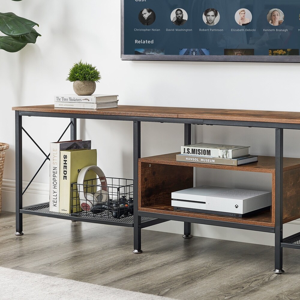 TV Stand for Living Room  Entertainment Center TV Console with Storage Shelves