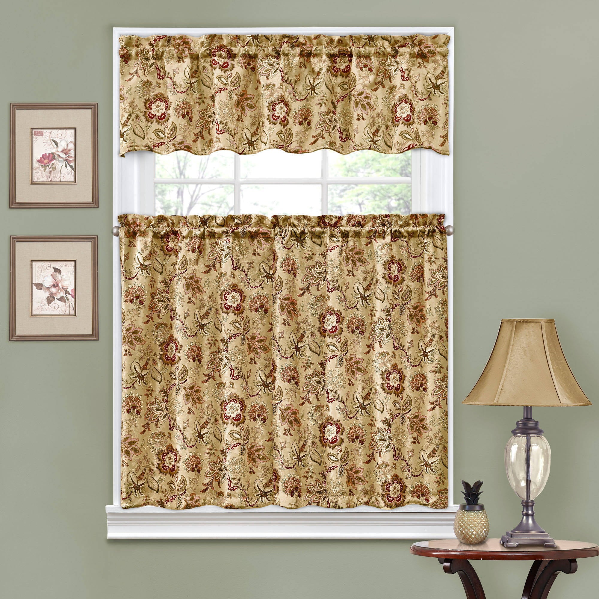 Traditions By Waverly Navarra Floral Kitchen Curtain And Valance Set