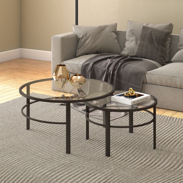 Gaia Round Nested Coffee Table in Blackened Bronze