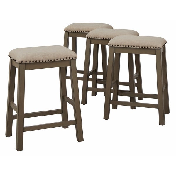 Lifestorey Tobias 24-inch Cushioned Farmhouse Counter Stool (Set of 4)