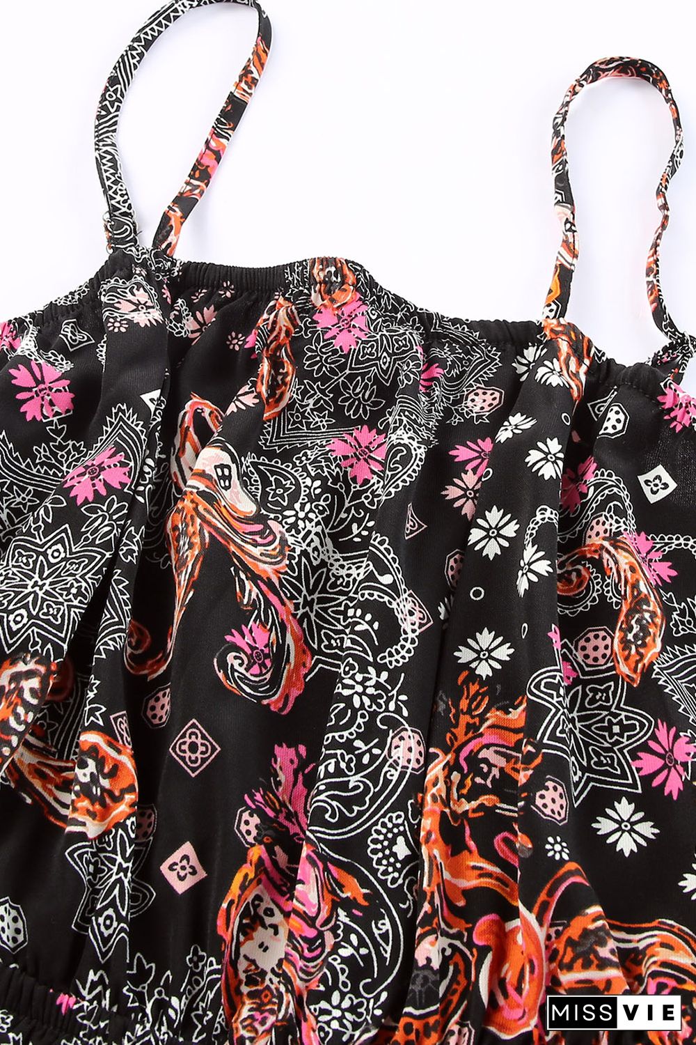 Black Mixed Paisley Print Cropped Jumpsuit