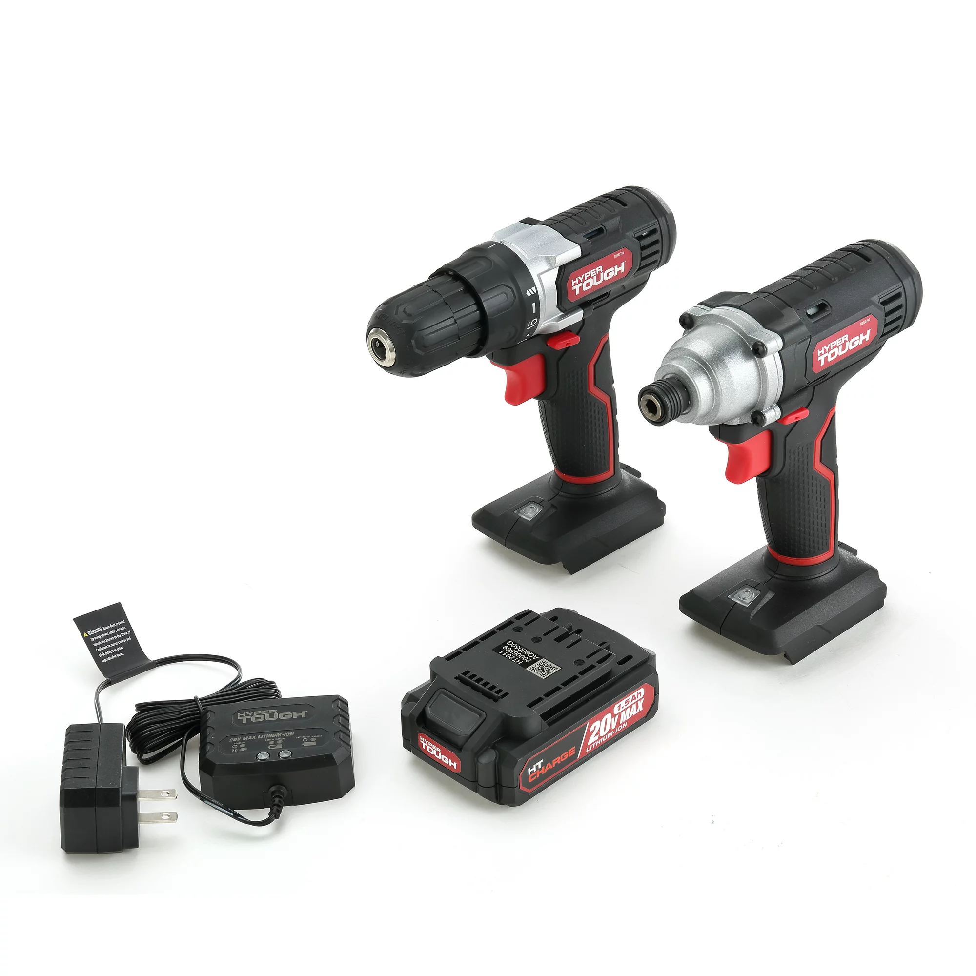 Hyper Tough 20V Max (2-Tool Set) 3/8 inch Cordless Drill and 1/4 inch Impact Driver Combo Kit