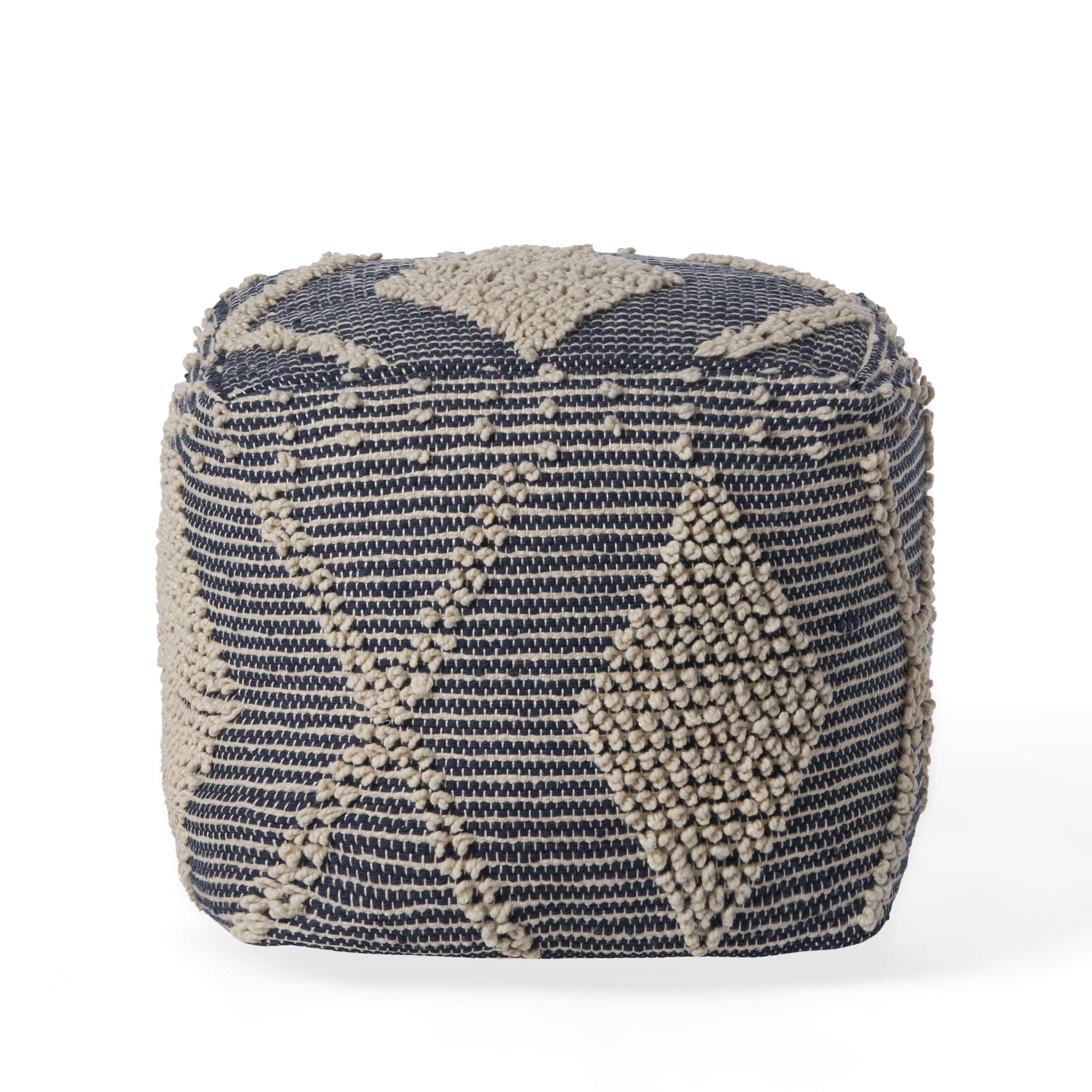 Dereka Contemporary Handcrafted Faux Yarn Pouf