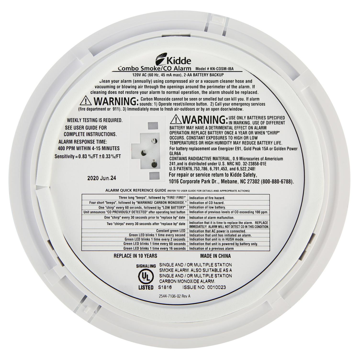 Kidde Hardwired Combination Carbon Monoxide and Smoke Alarm  KN-COSM-IBA